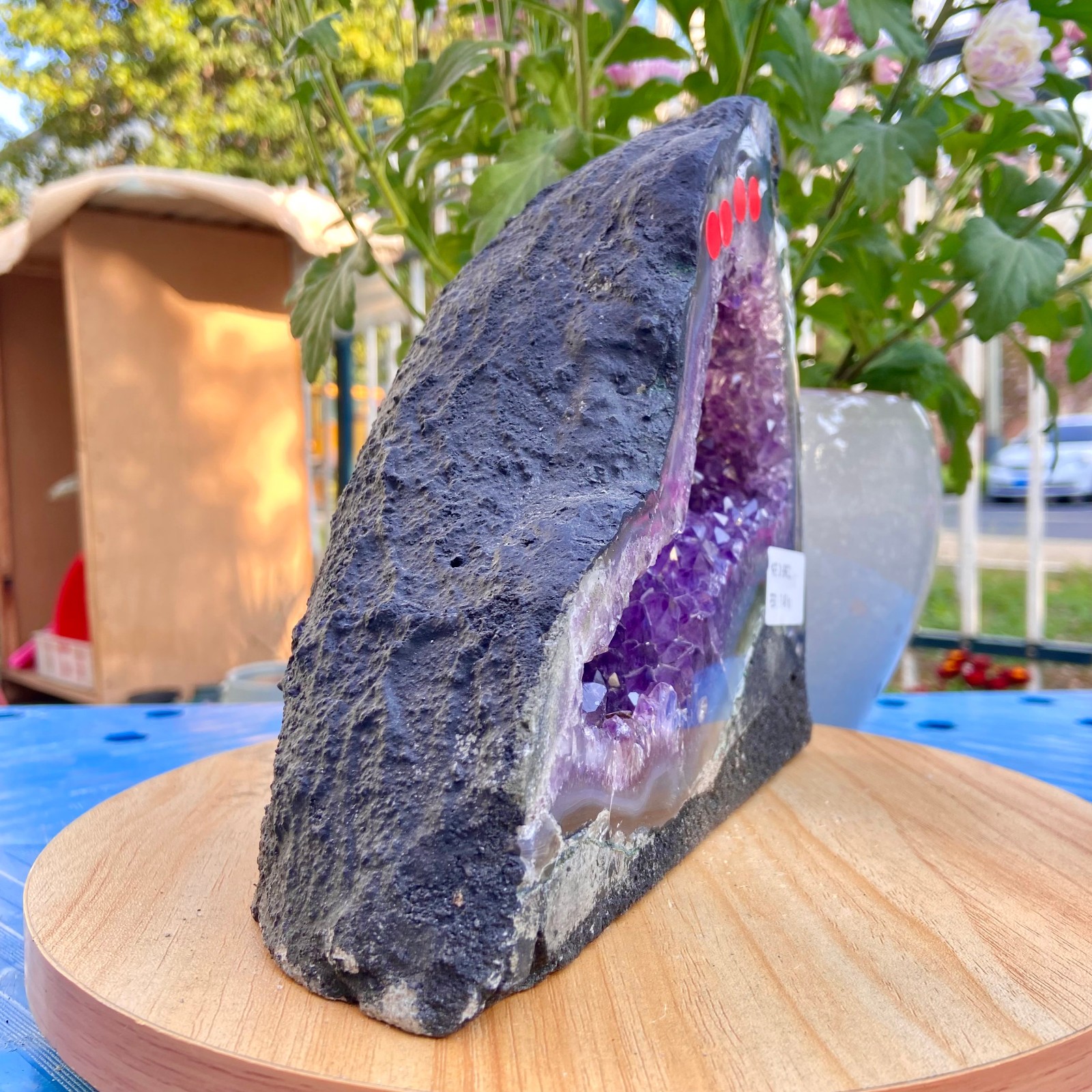 7.6LB Natural Amethyst Geode Quartz Crystal Cluster Cathedral Energy healing