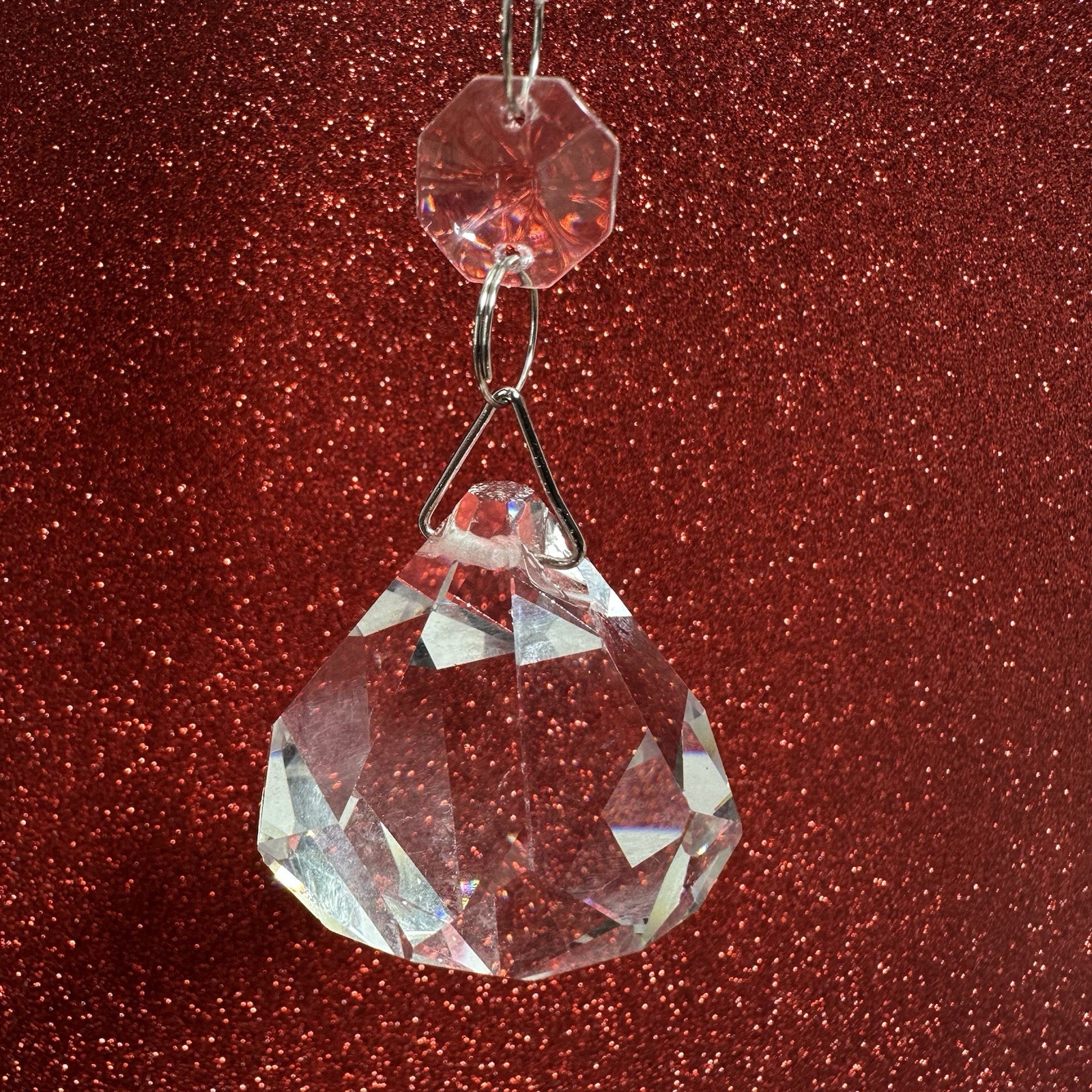 Vtg Diamond Triangle Pyramid Triangle Crystal Pendants Prisms Hanging Suncatcher