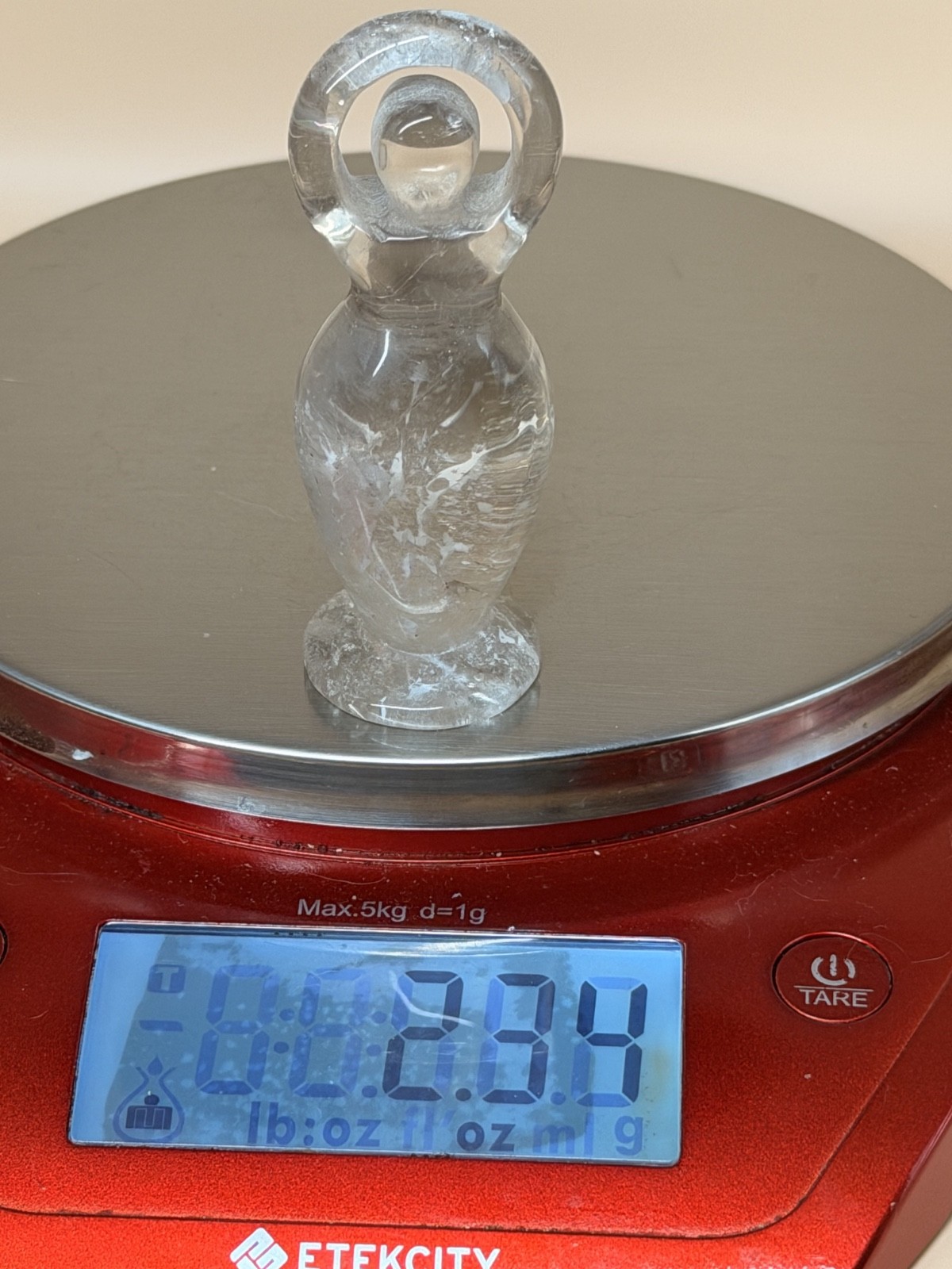 Clear Quartz Goddess Statue 3in 2.8oz Light Smoky Clear Quartz Spiral Goddess