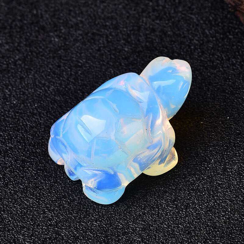 Natural Quartz Crystal Carved Longevity Healing Stone Turtle Animal Statue Decor