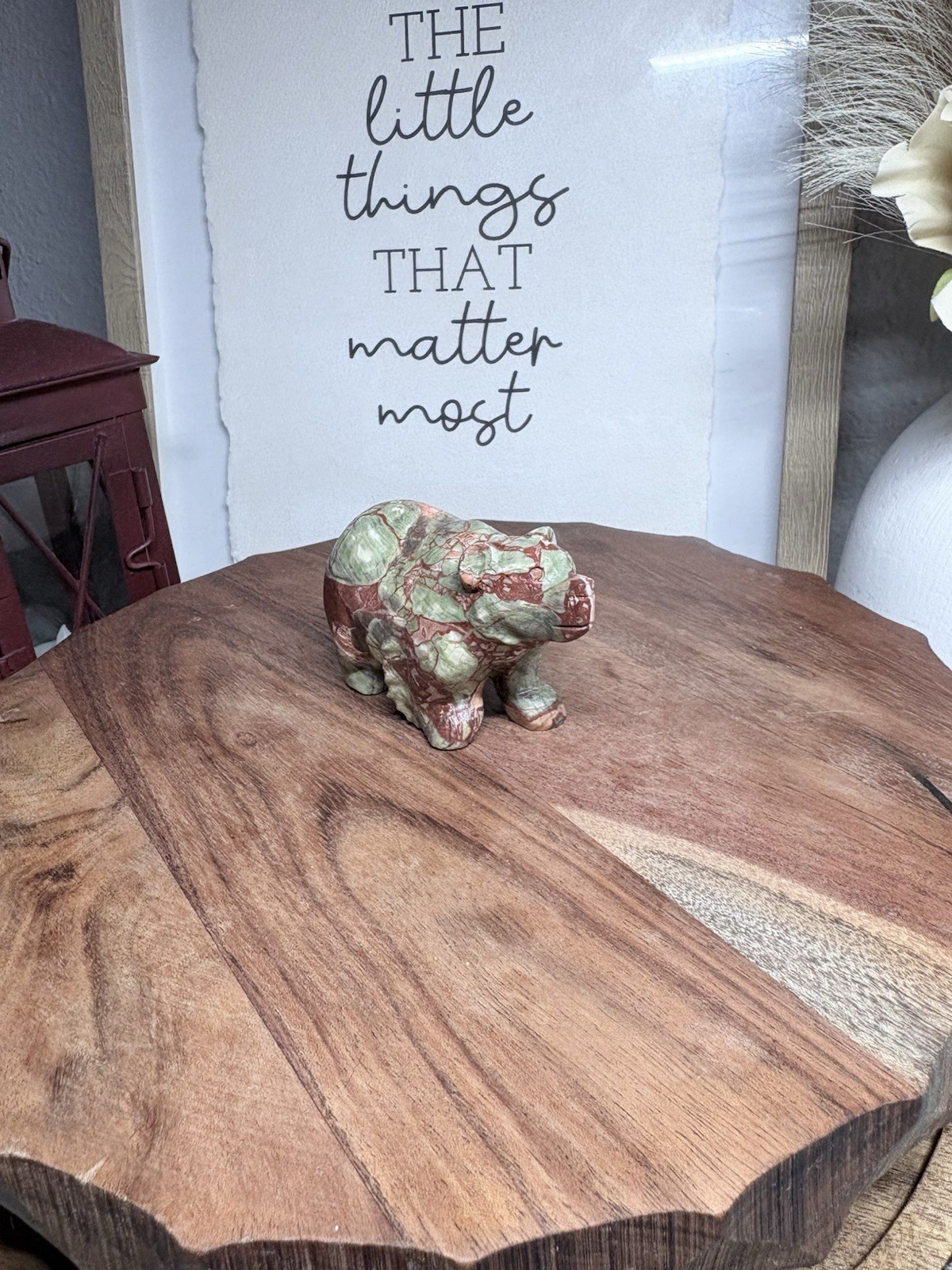 Carved Money Agate Marbled Bear