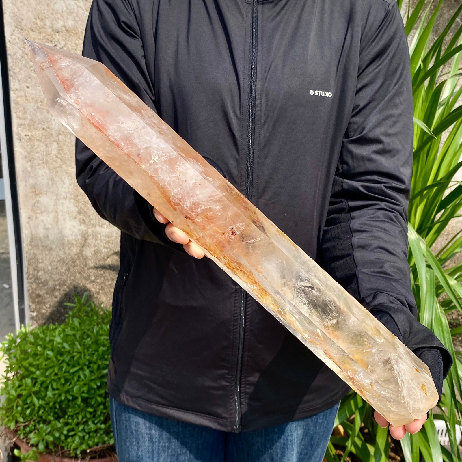 5.29LB Natural clear white crystal obelisk Crystal energy column Reiki healing