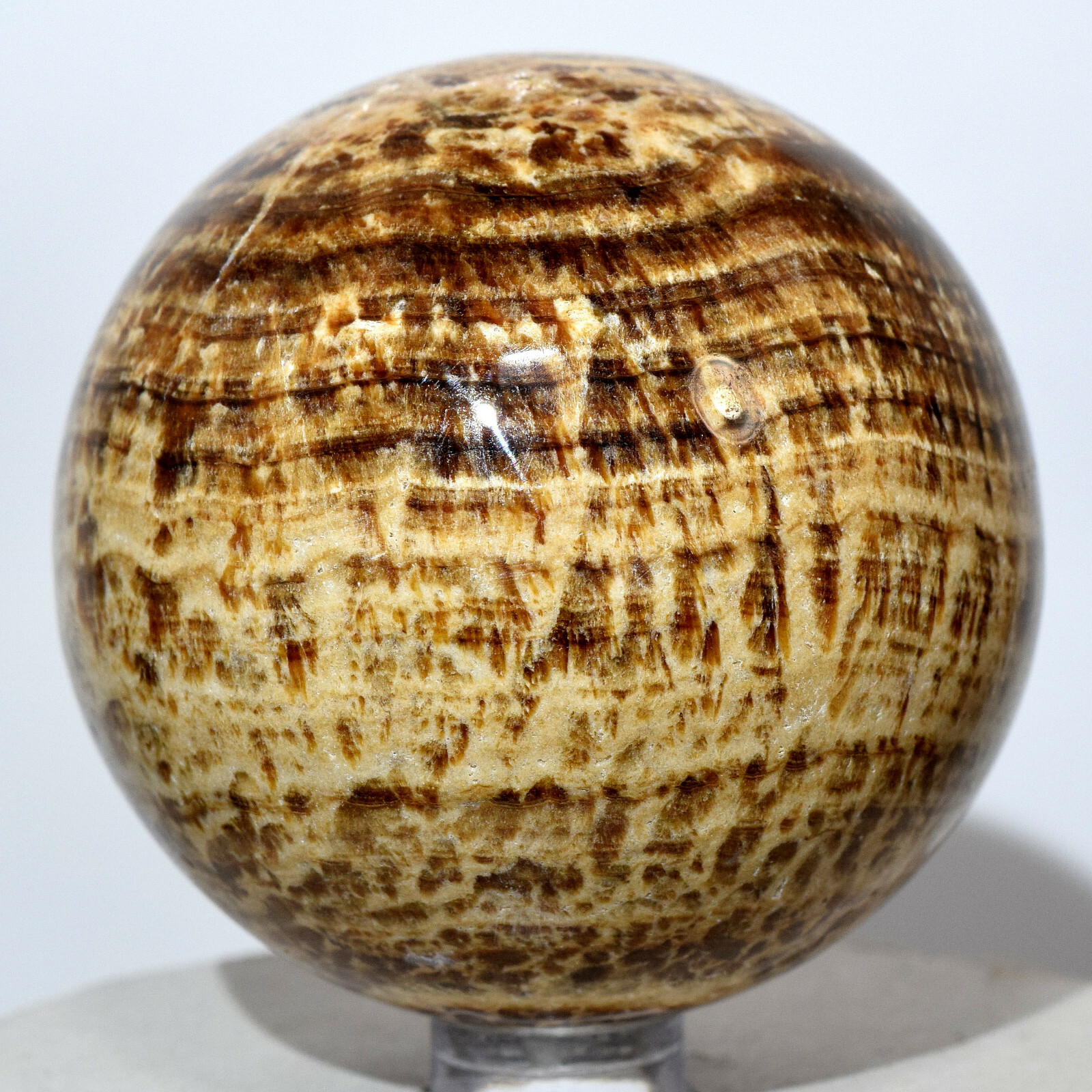 61mm Peruvian Brown Aragonite Sphere Sparkling Natural Banded Crystal Stone Ball