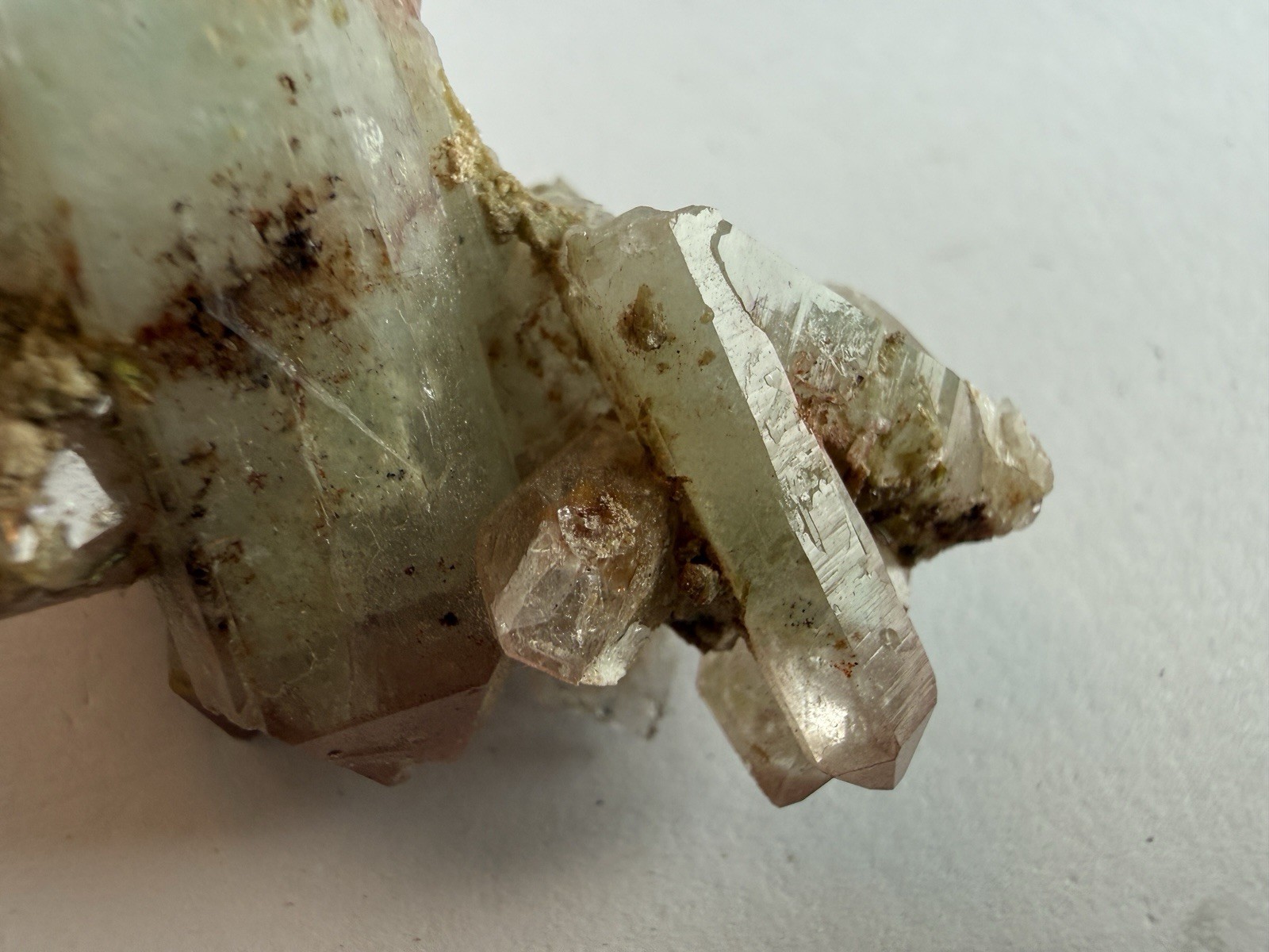Red Green Phantom Quartz Cluster Hematite Inclusions Crystal Specimen 22g