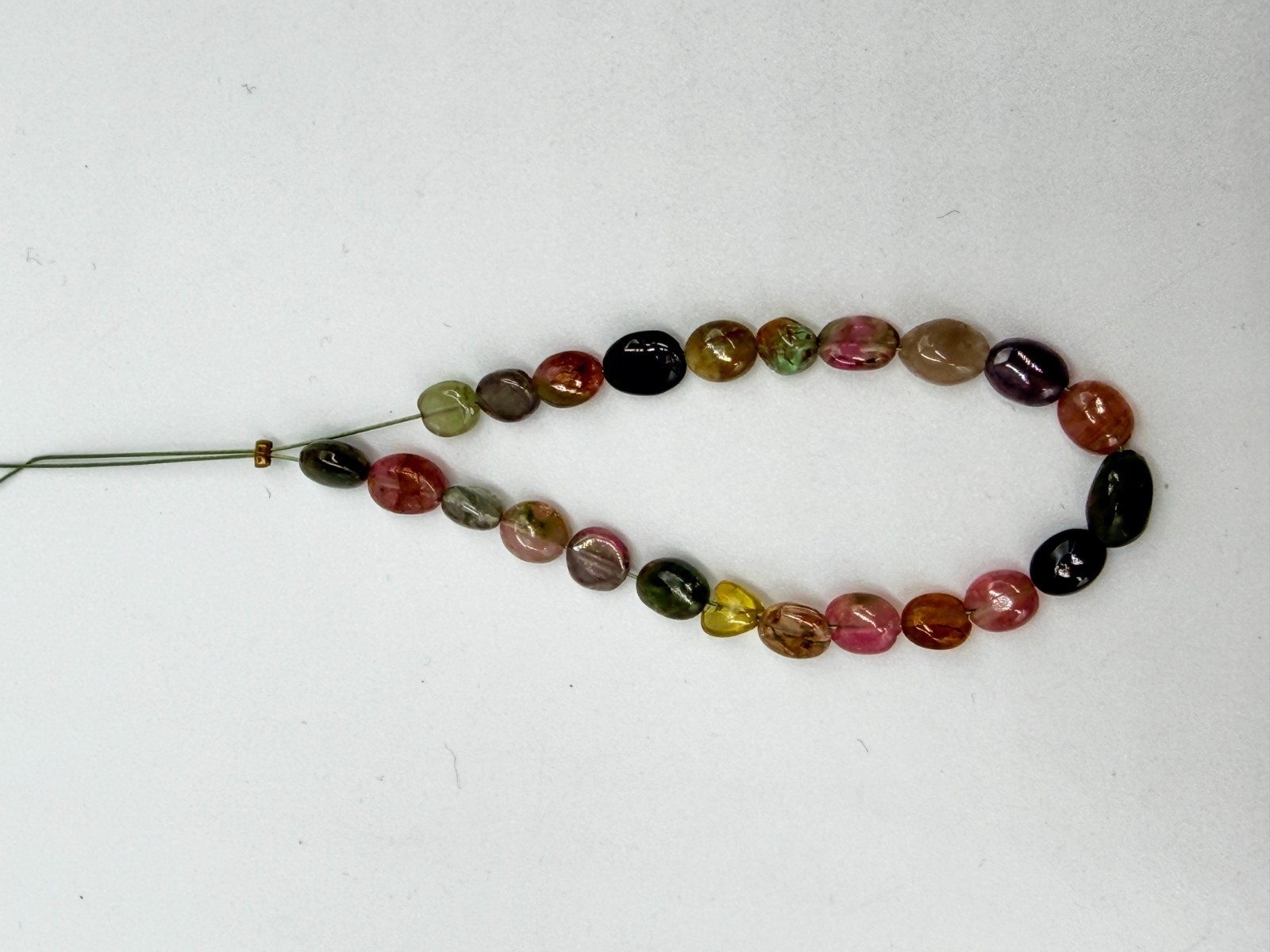 Natural-Multi Tourmaline Smooth-Oval Beads Strand, Multi-Color Tourmaline-Tumble