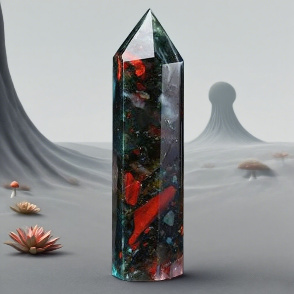 Natural Dragon Blood Stone Crystal Tower Point Obelisk Healing Energy Wand Decor