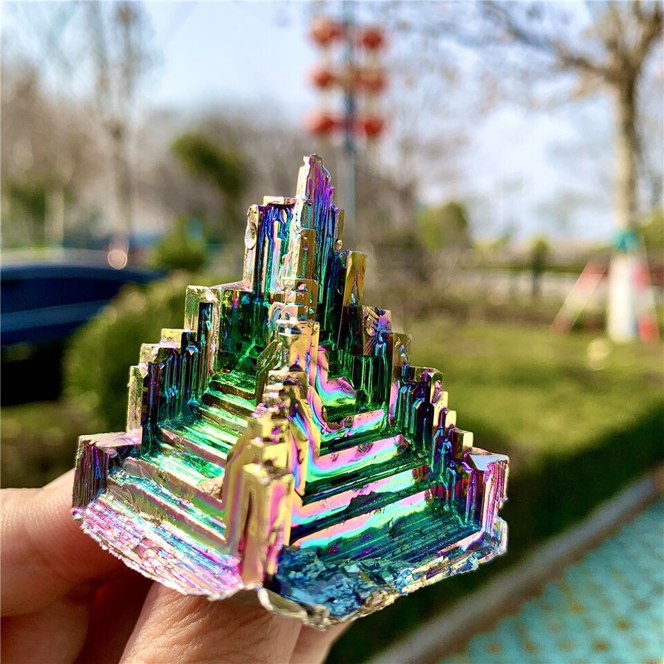 Natural Raw Rough Rainbow Bismuth Titanium Cluster Specimen Mineral Home Decor