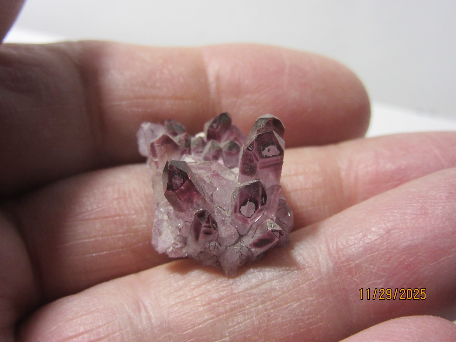 Rare Raspberry Aura Quartz 1 1/8 Inch Cluster Collectible RAQCC-7