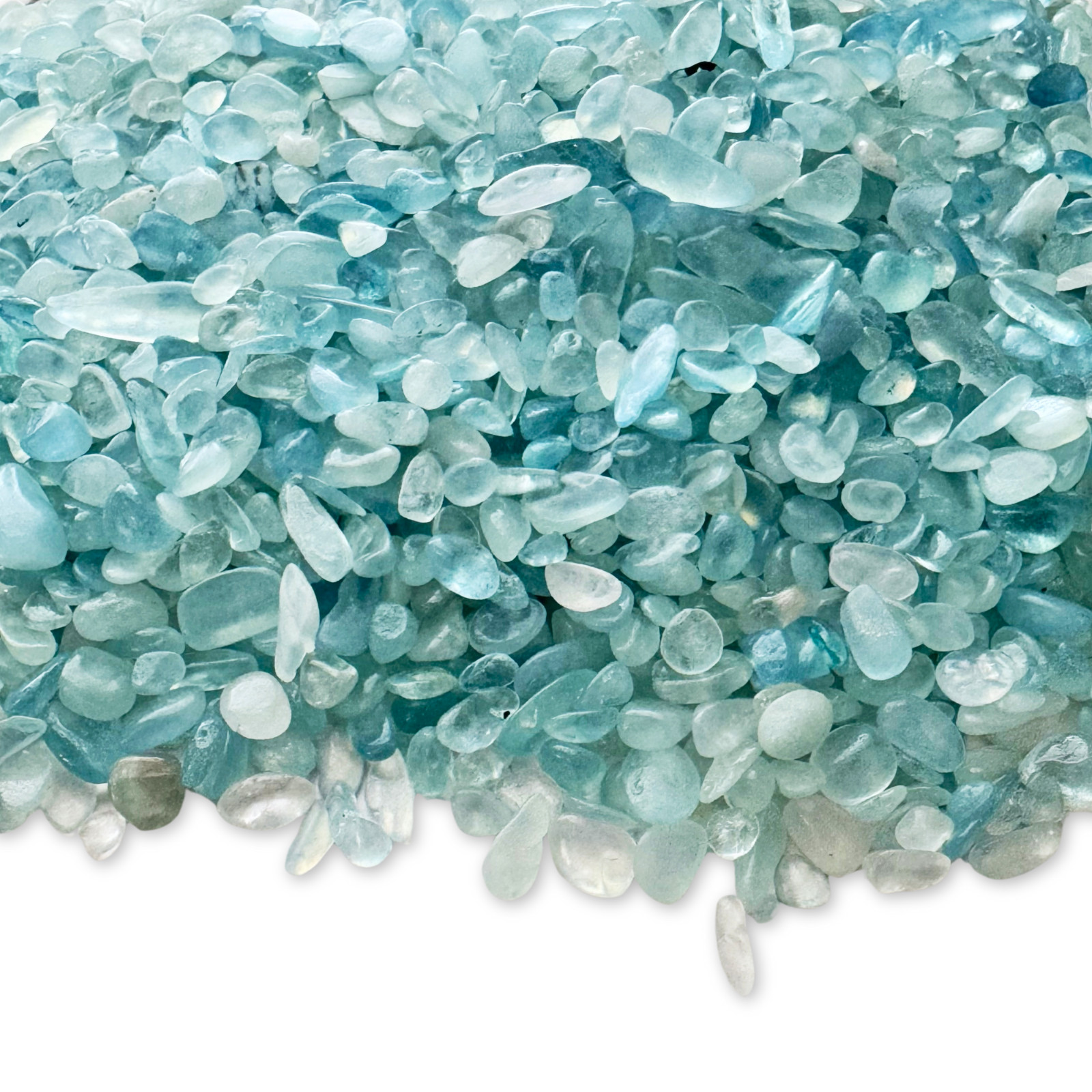Aquamarine Tumbled Gemstone Chips, Polished Mini Stones 3-13mm, Wholesale Bulk