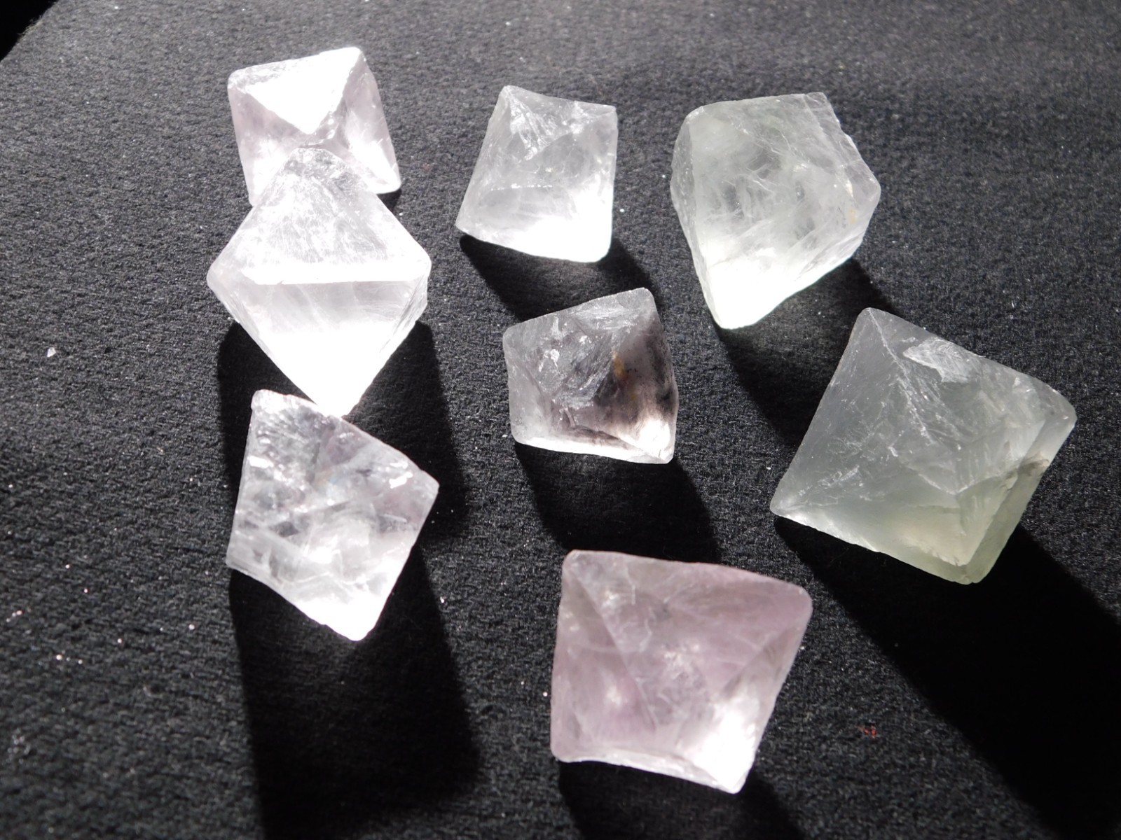 Big Lot of EIGHT! Translucent Octahedron FLUORITE Crystals From China 341gr