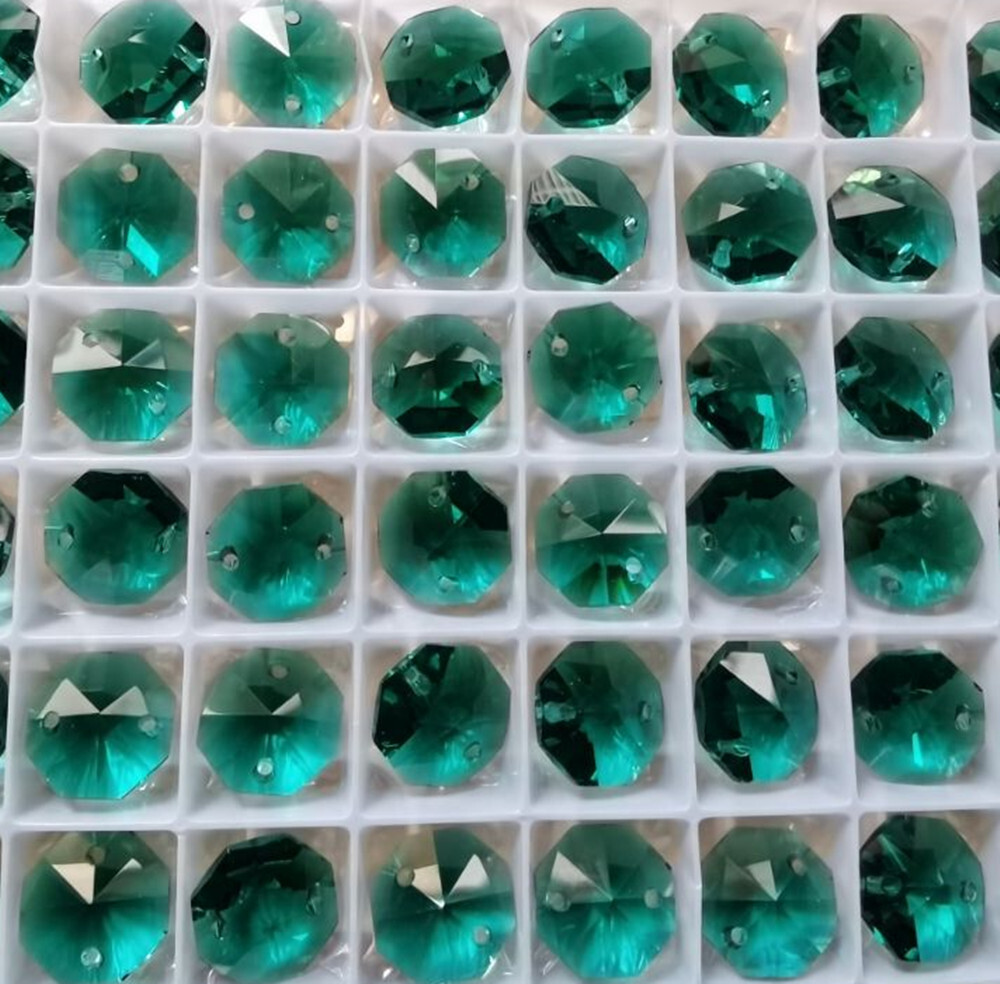 50PCS 2 Holes Various Color Crystal Glass Octagon Chandelier Parts for Home Deco