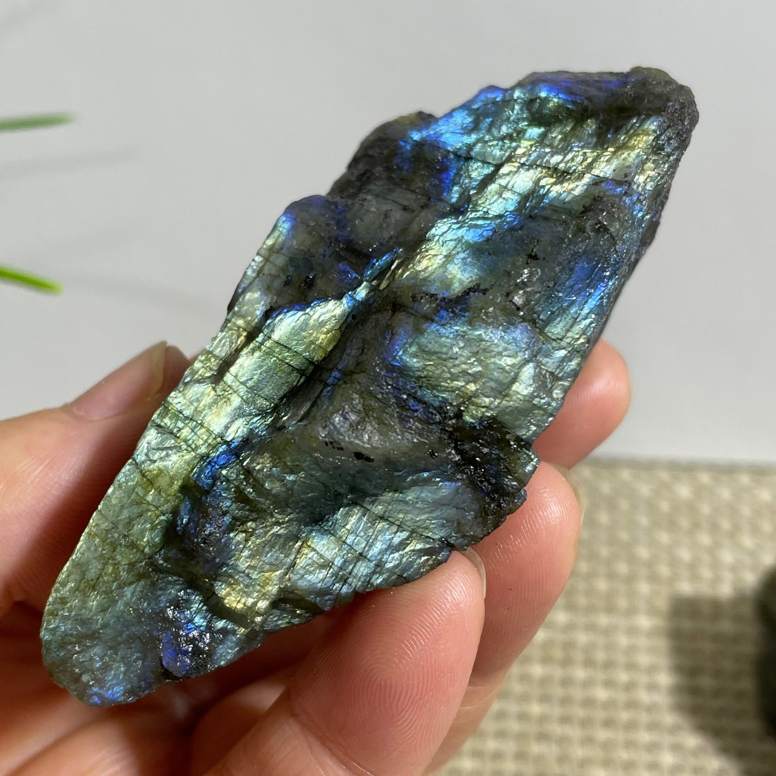Rare Flashy Labradorite Slab Rough Gemstone Raw Labradorite Rough 98g