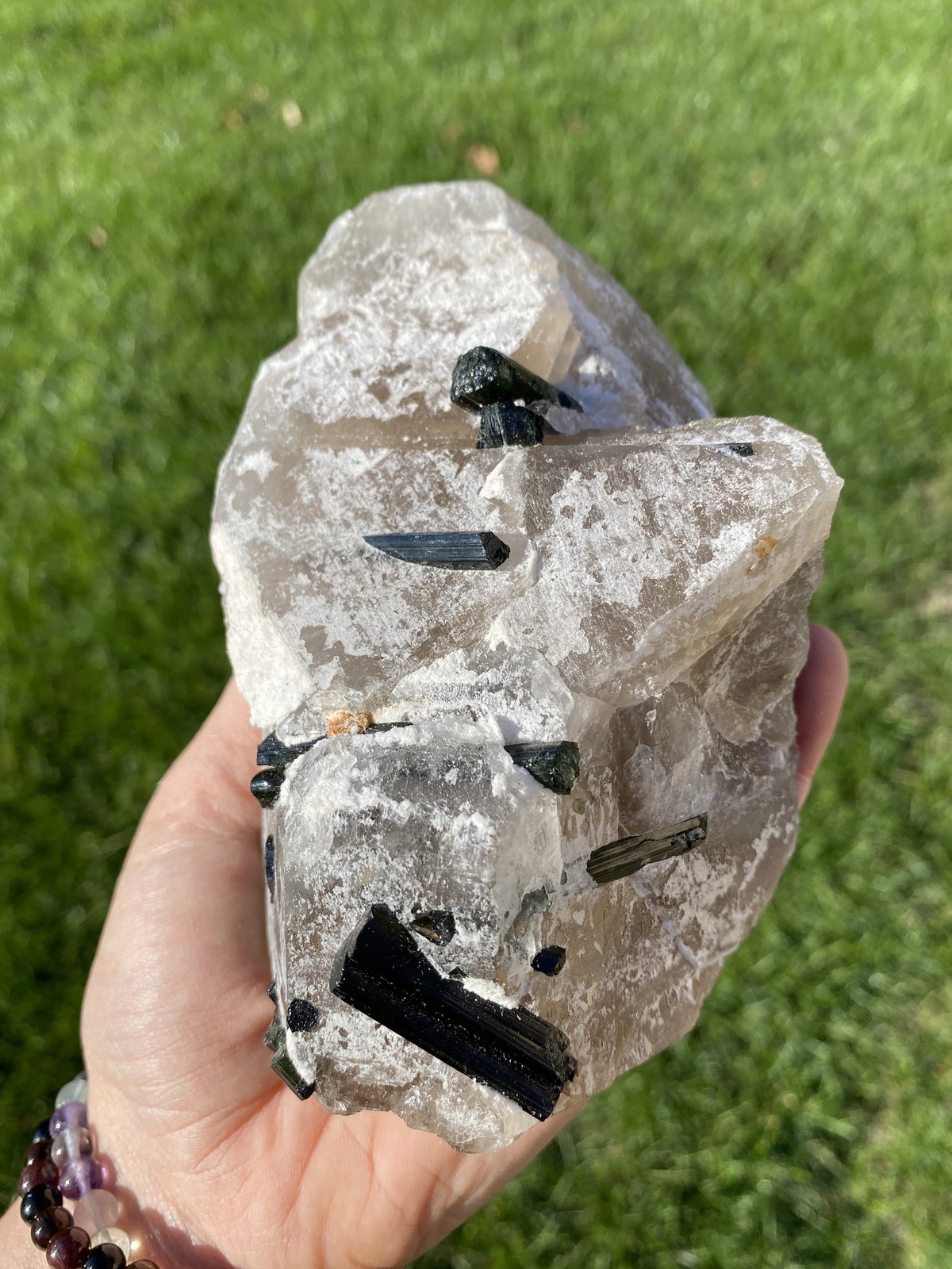 Natural Raw Green Tourmaline in Quartz Crystal from Brazil – 16
