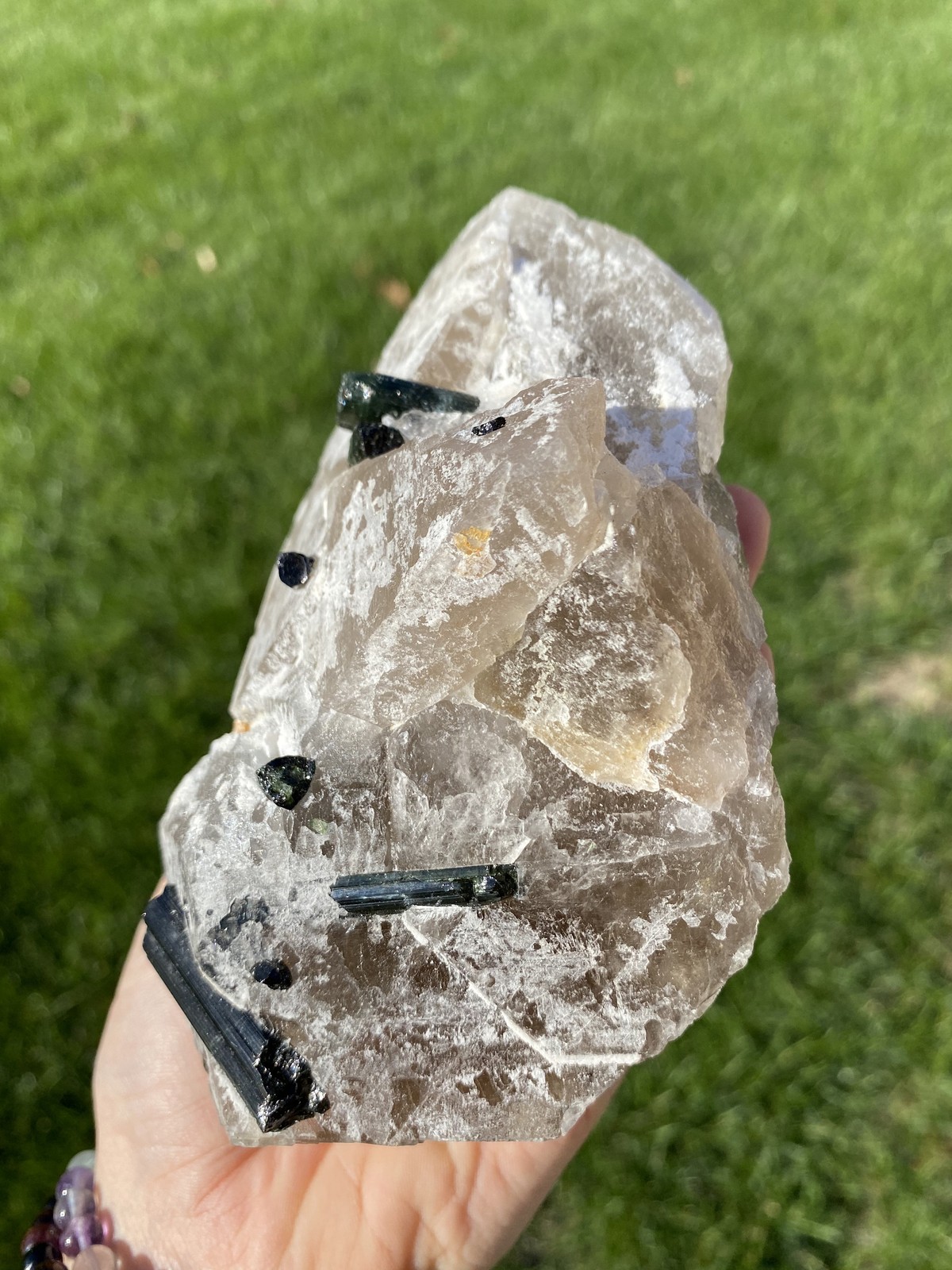 Natural Raw Green Tourmaline in Quartz Crystal from Brazil – 16