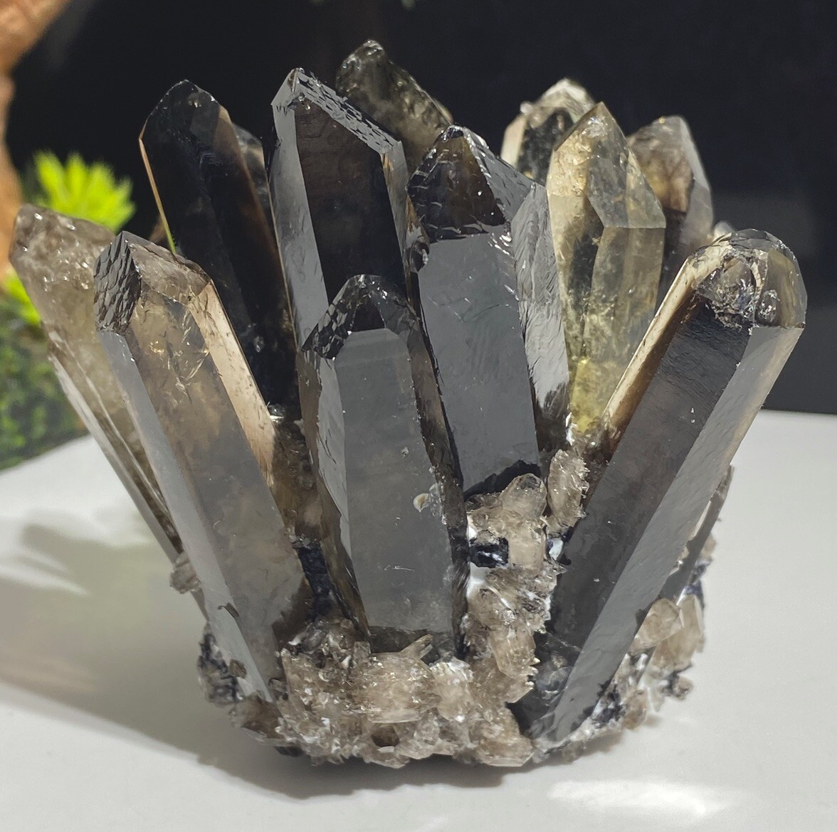 Large 210g, 80mm Smoky Quartz Crystal Cluster With All Extrusions Intact