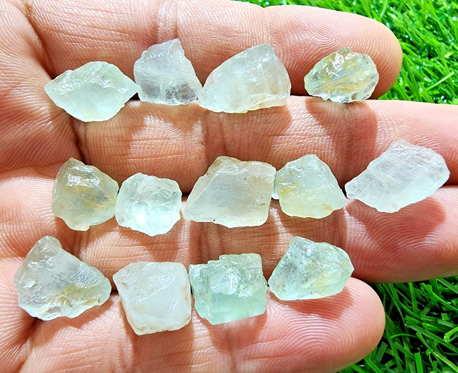13Pcs Sky Blue Aquamarine Gemstone Rough Lot 10-16MM Aquamarine Rough Stone Bulk