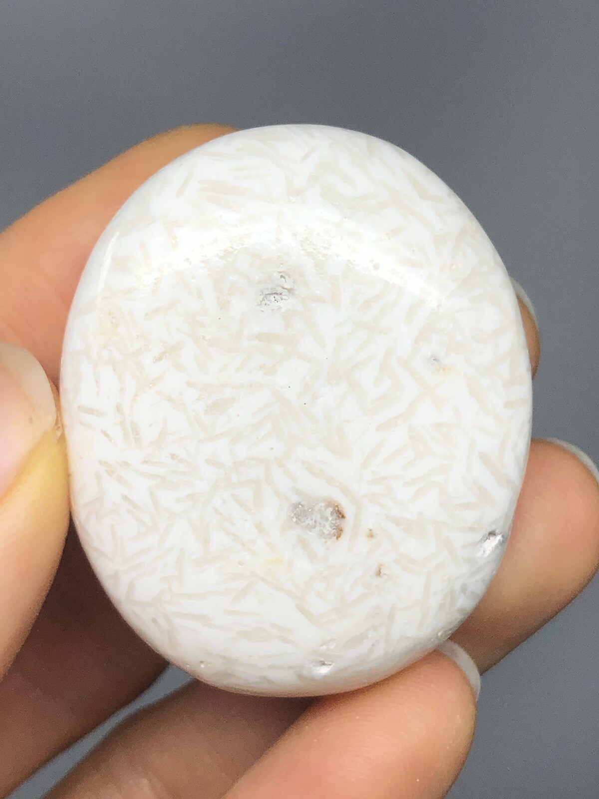 Scolecite Palm Stone 1.4oz! Polish Synergy 12 High Vibrations. Healing N30