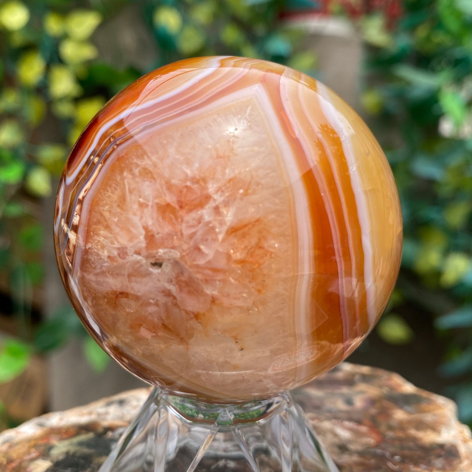 290g Natural red striped agate crystal ball mineral specimen Sphere