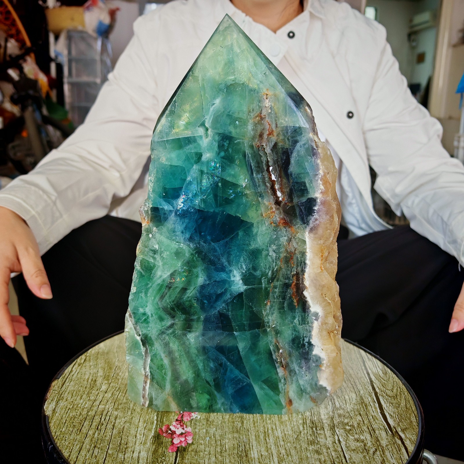 7.37LB Restoration of Natural Colored Fluorite Crystal Specimens 3350g