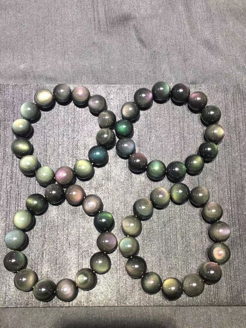 1pcs Natural Rainbow Obsidian 12mm Crystal Stretch Bracelet decorate