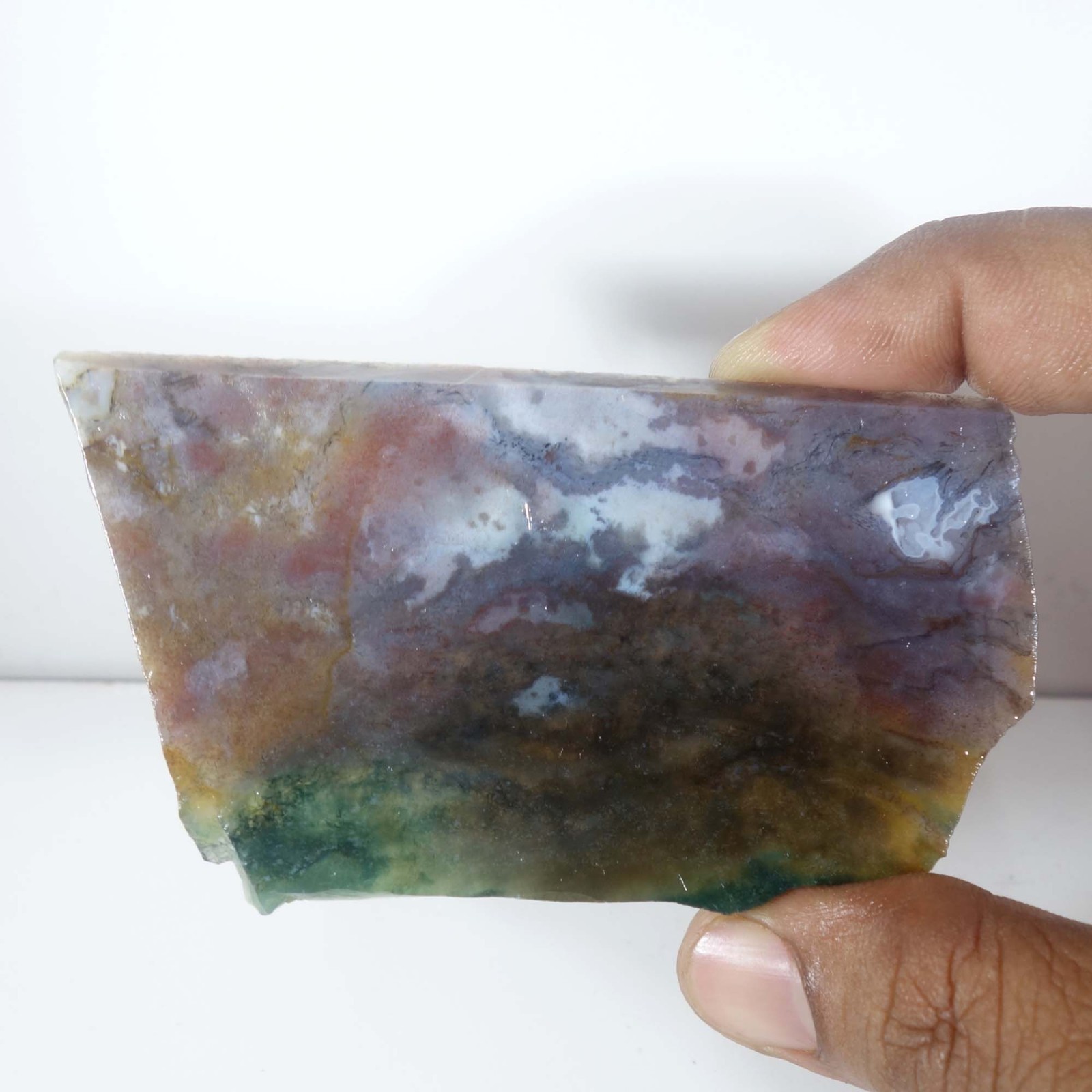 Seaweed Green Moss Agate Slice Slab Rough Natural Gemstone Loose 272.40 Cts