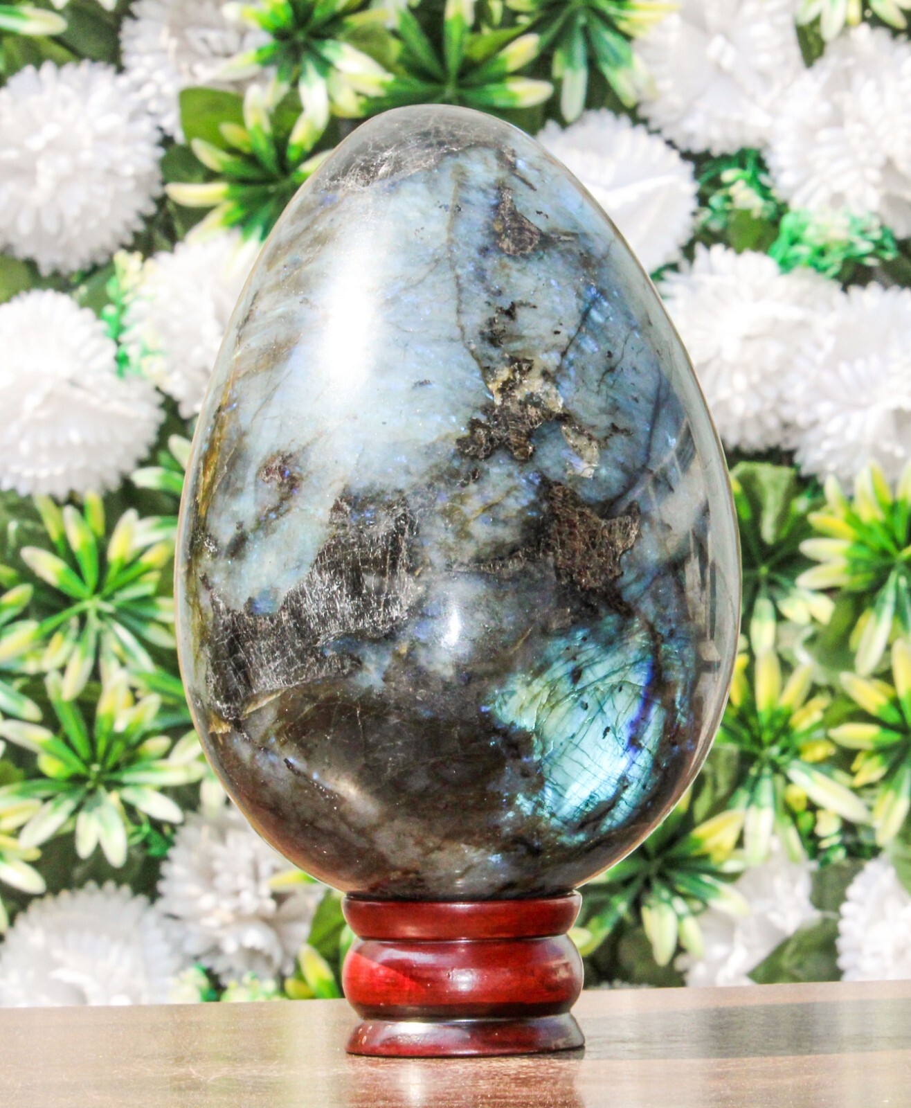 Huge 180MM Natural Flashy Green Labradorite Stone Chakra Metaphysical Egg