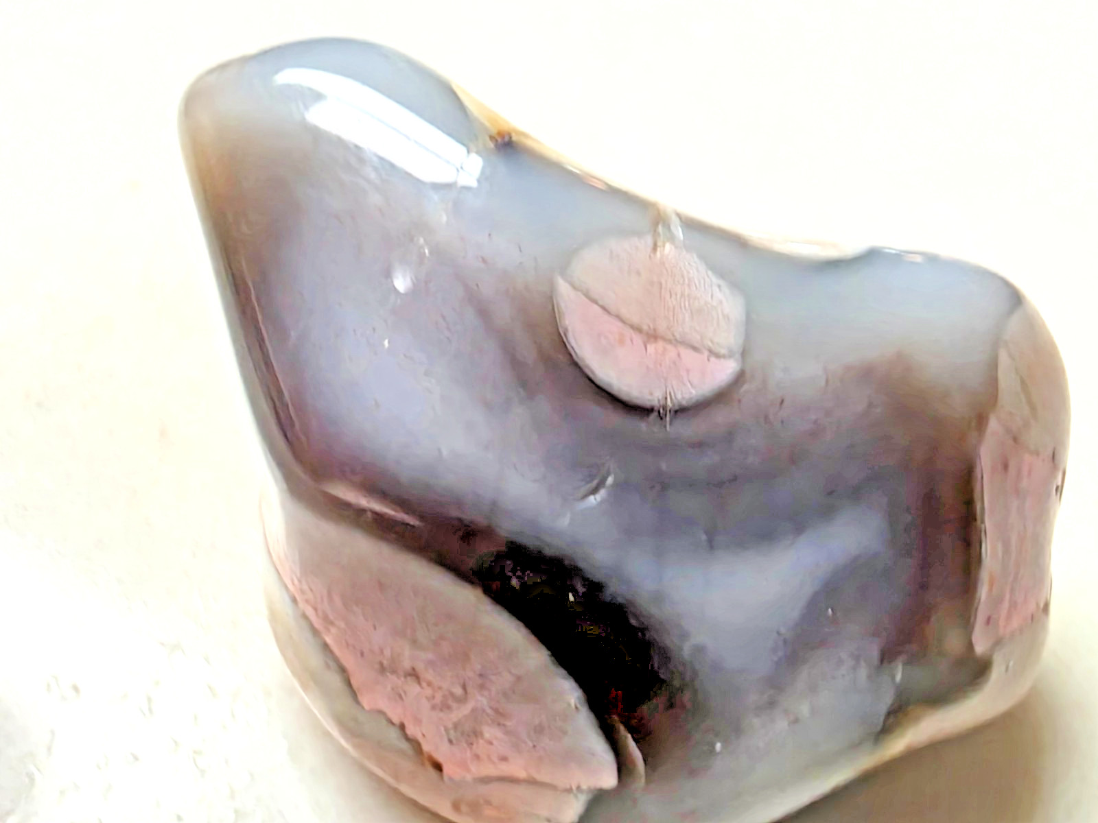 POLISHED BEAUTIFUL BOTSWANA AGATE, Pink and Dark Gray AGATE MUST SEE