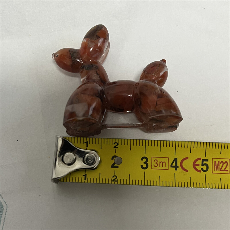 5pcs Natural Quartz Crystal Balloon Dog Healing Chip Stone Epoxy Resin Figurine