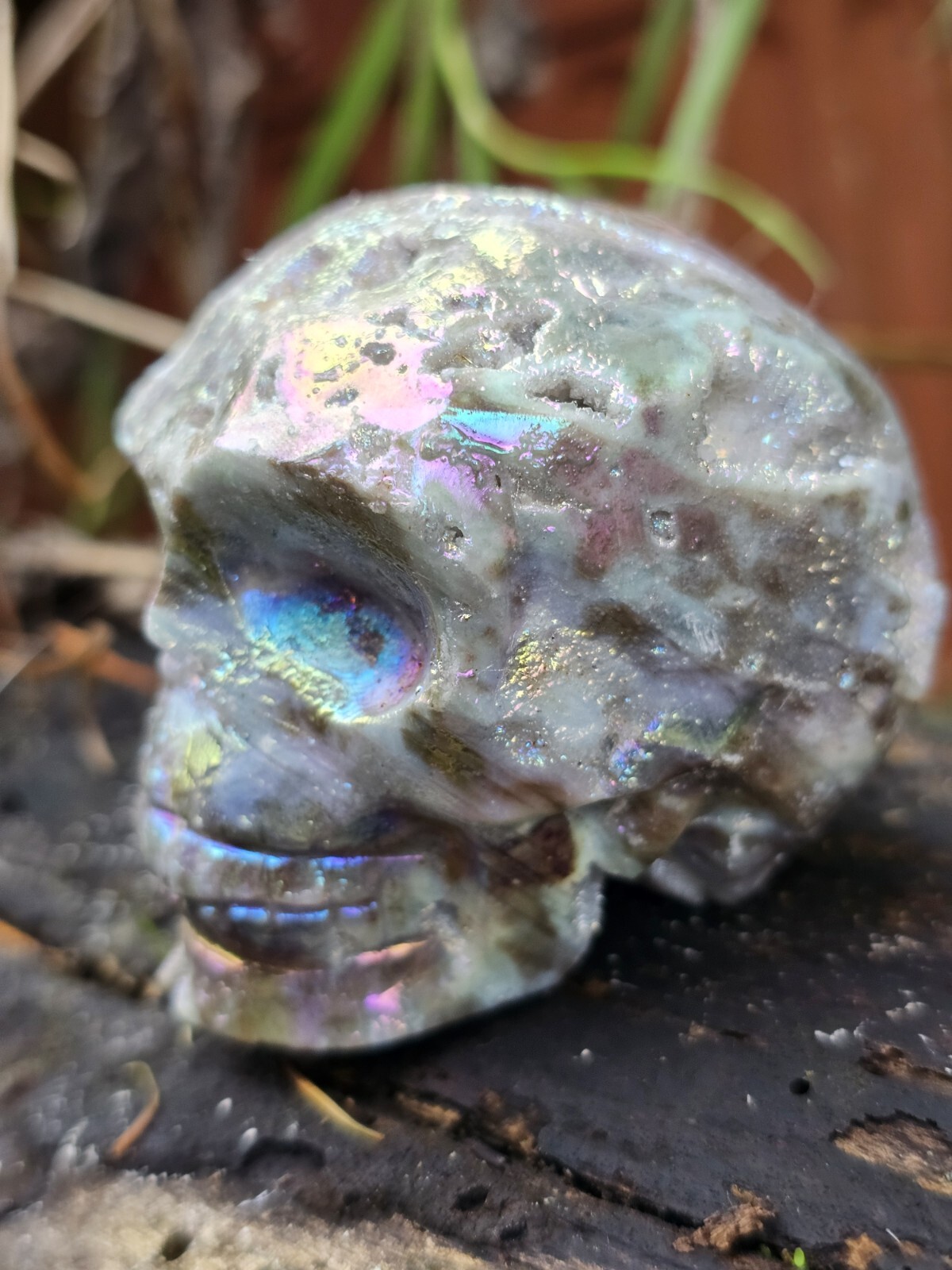 *SALE* Druzy Titanium Rainbow Aura sphalerite crystal Skull Angel Aura
