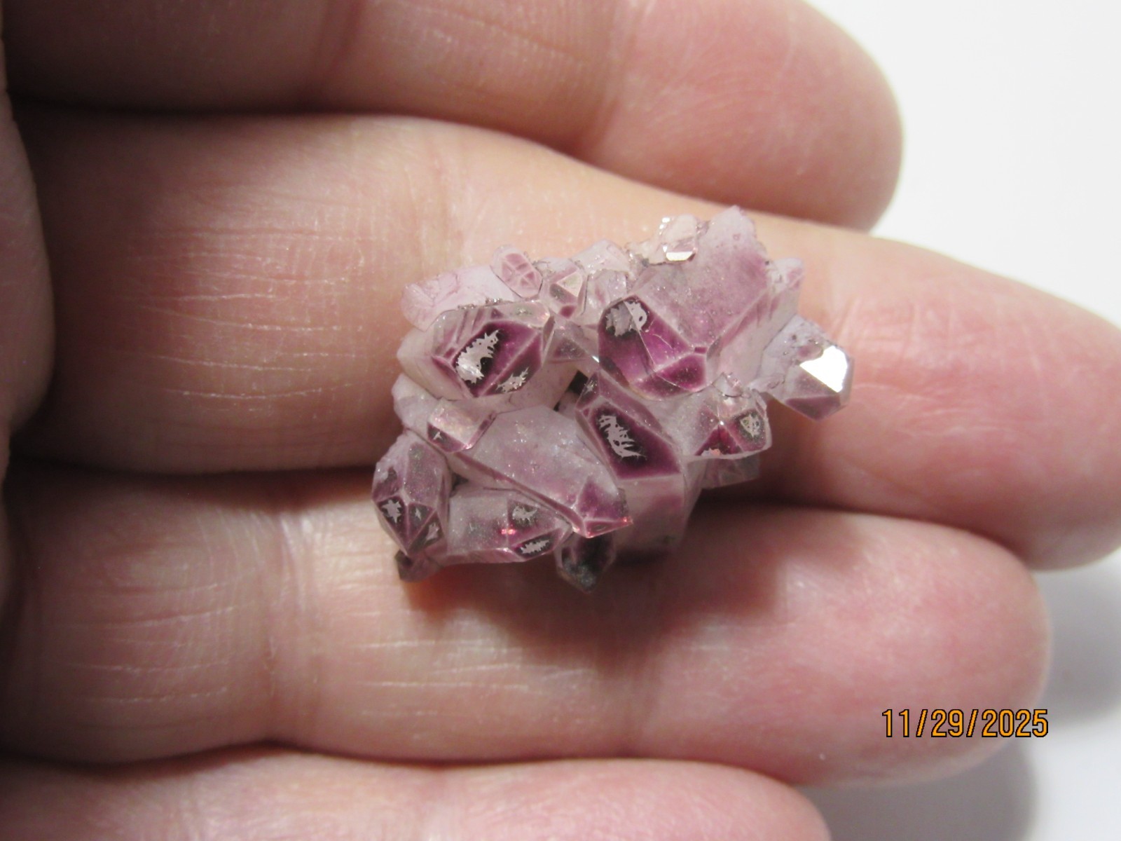 Rare Raspberry Aura Quartz 1 1/8 Inch Cluster Collectible RAQCC-6