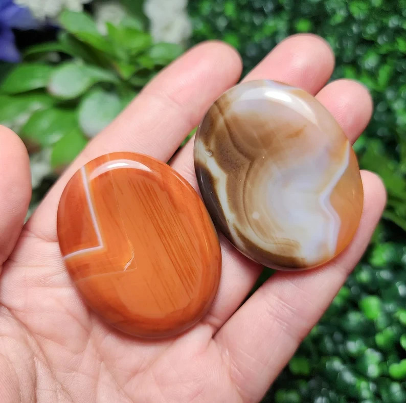 3Pcs AAA+ Red Carnelian Worry Stones Natural Gemstone Polished Palm Stone Gifts