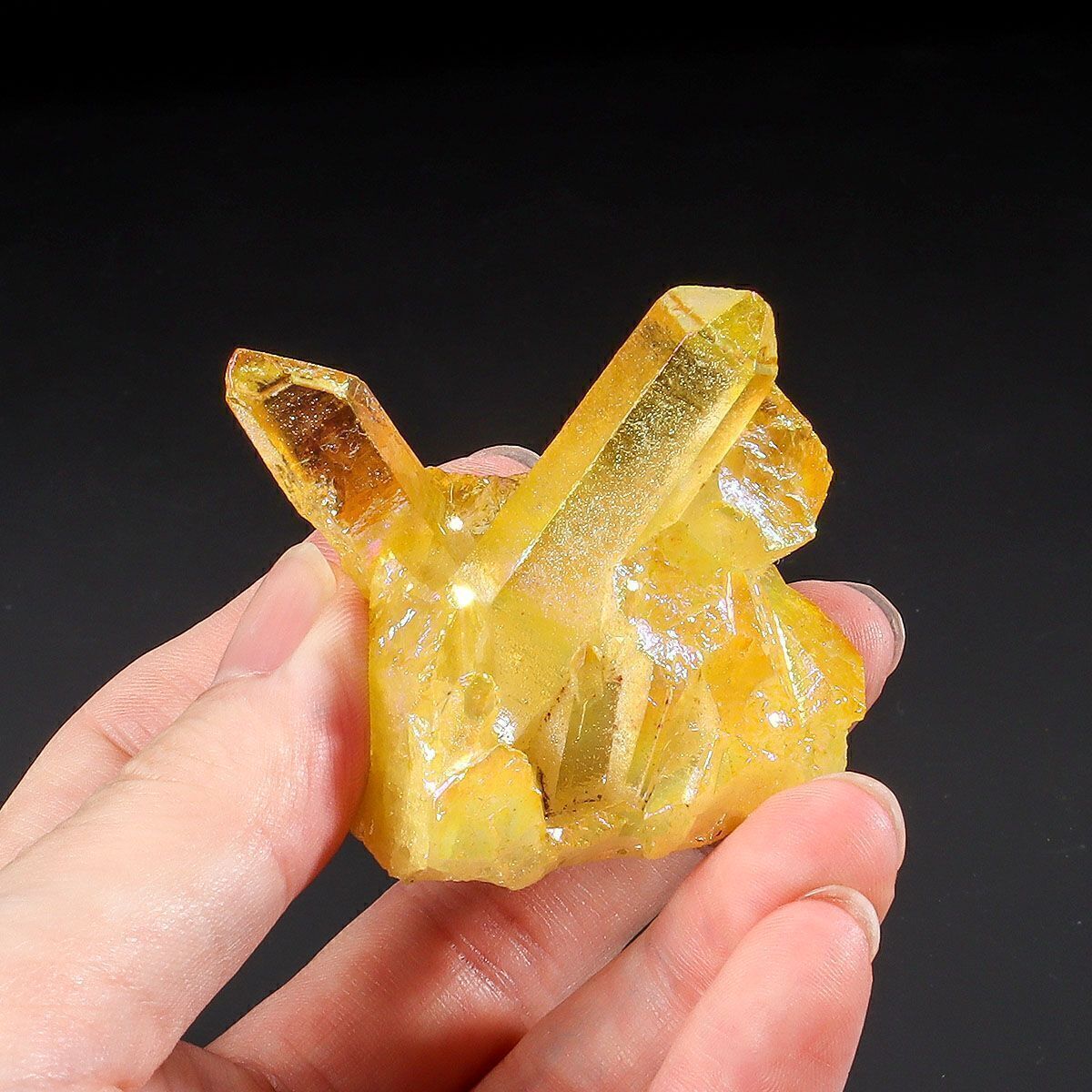 50g Natural Aura Titanium Gemstone Quartz Crystal Cluster Specimen Healing Yello
