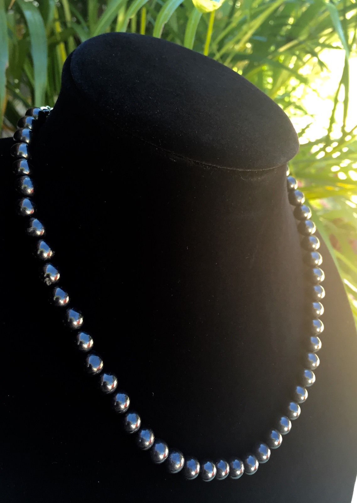 8mm Elite Shungite Necklace Noble Shungite Bead Necklace Chain Karelia Reiki.
