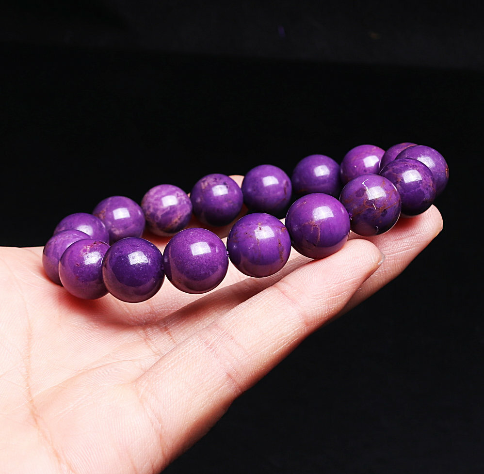 12mm Natural Phosphosiderite Purple Gemstone Round Beads Bracelet AAA 0151