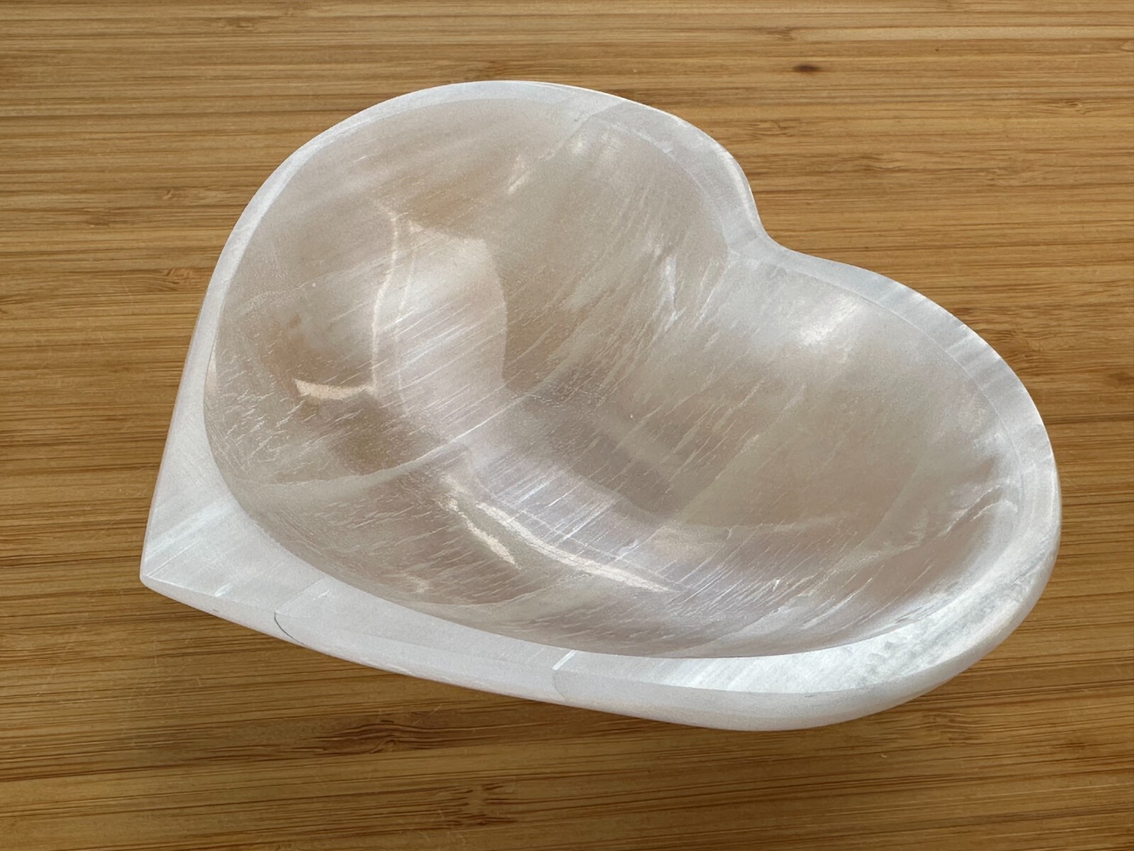Large Selenite Heart Bowl, 5″ Selenite Heart Shaped Dish Bowl with Pedestal