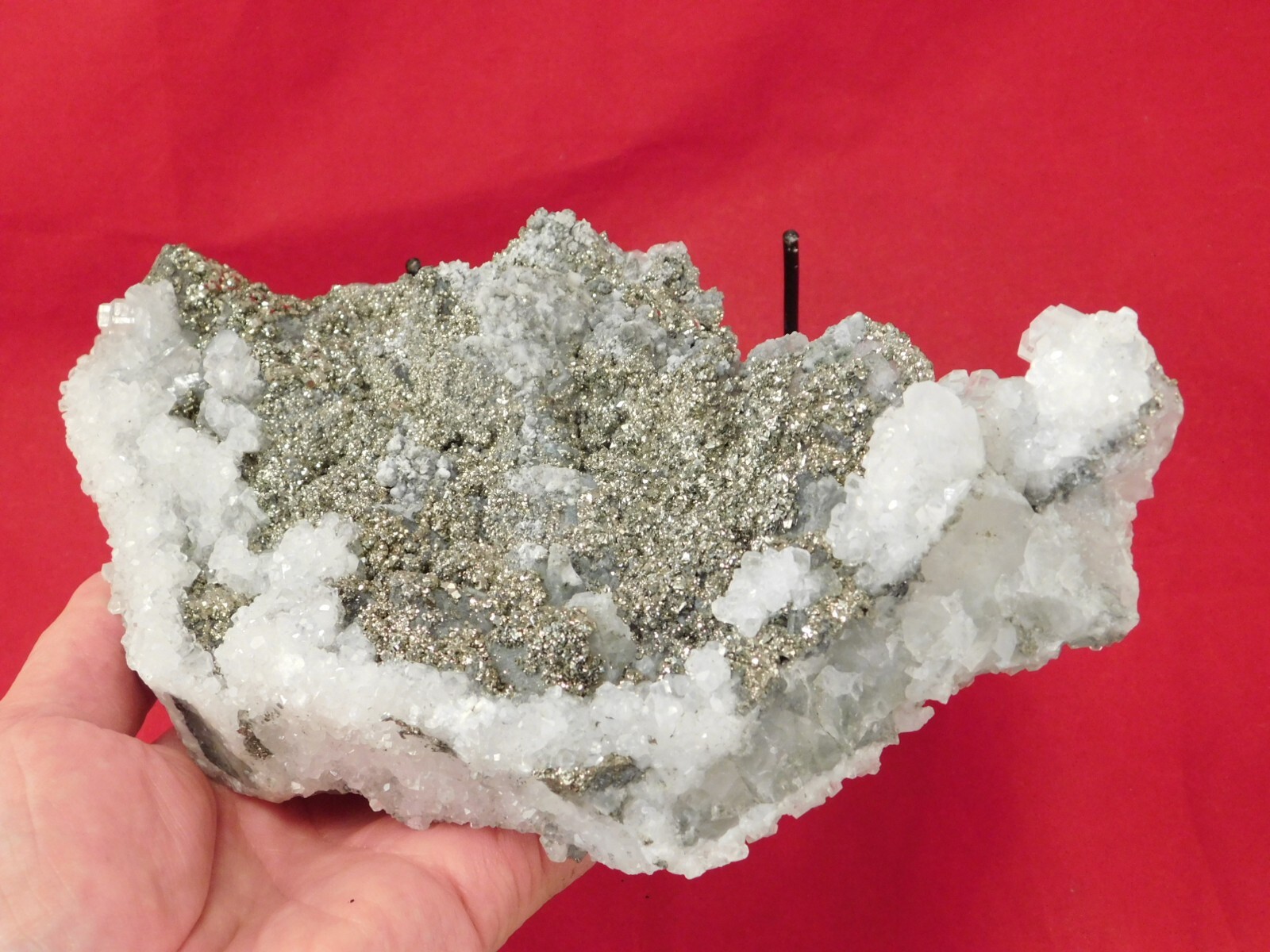 HUGE Pyrite Crystal Cluster With Fluorescent Calcite Crystals Mexico 2020gr