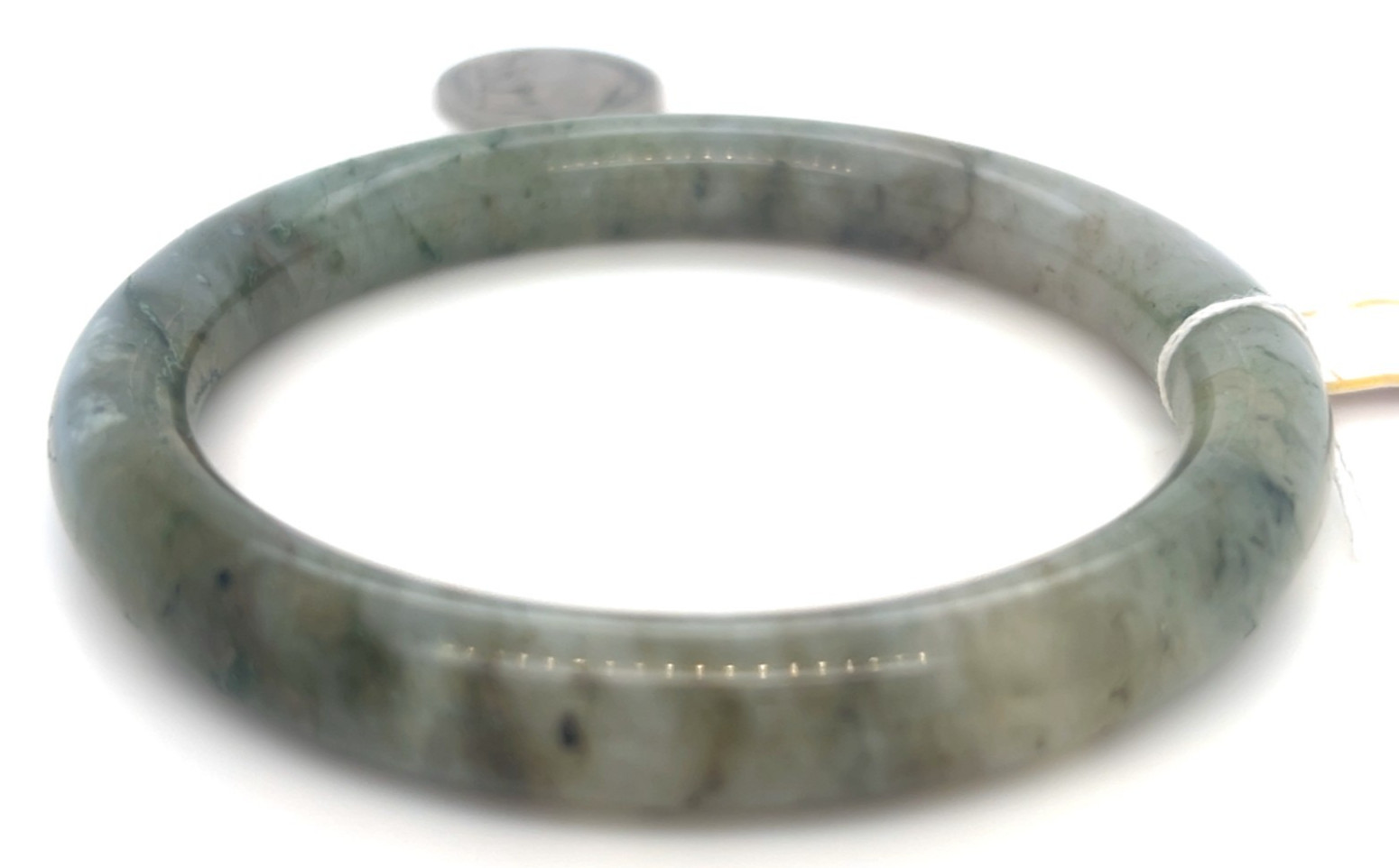“Type A Burmese Jadeite Bangle Earthy Icy Green Full Moon 61mm”