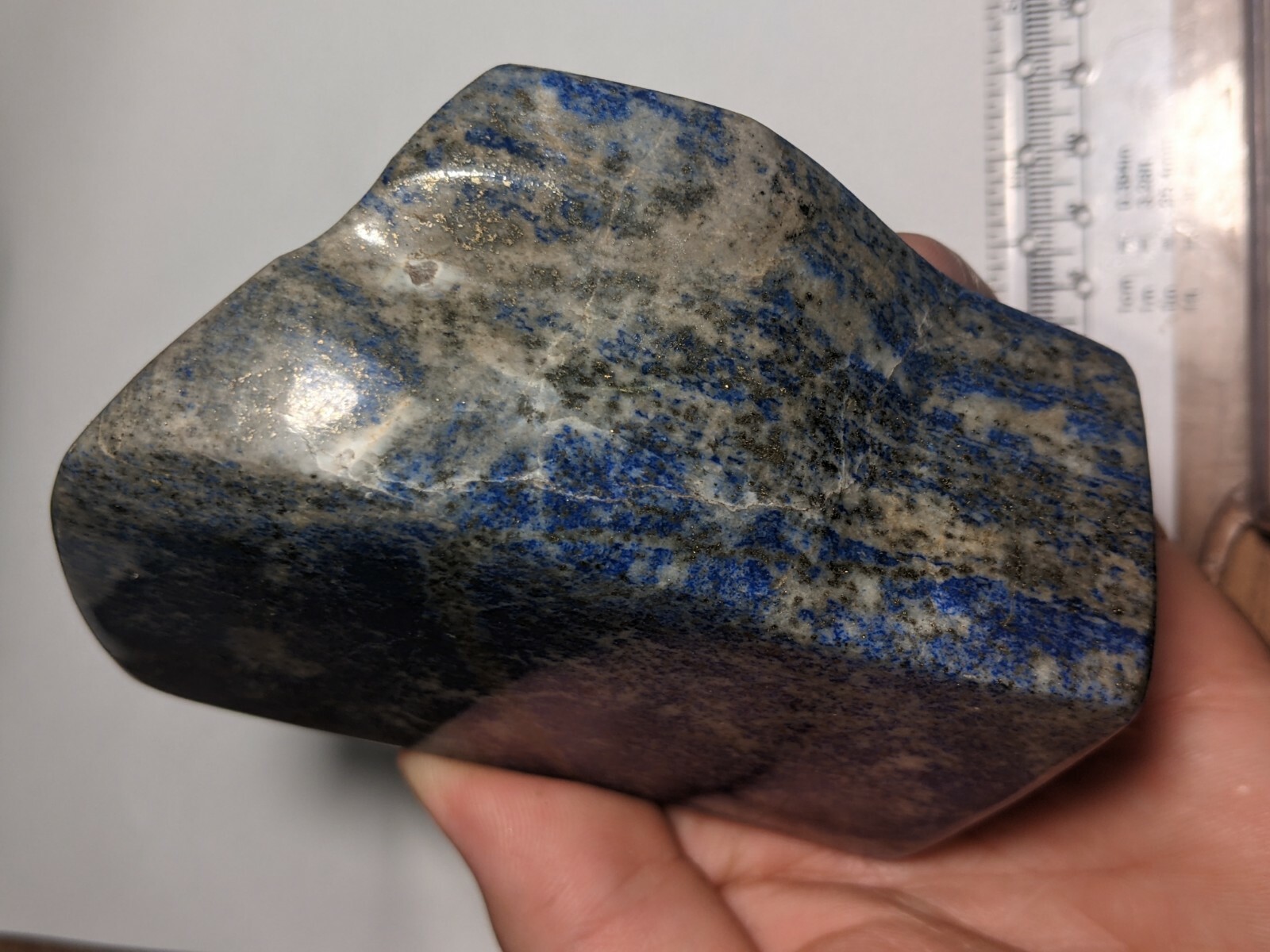 Huge 640g Fully Polished Lapis Lazuli Freeform Crystal Slab Large Big Display