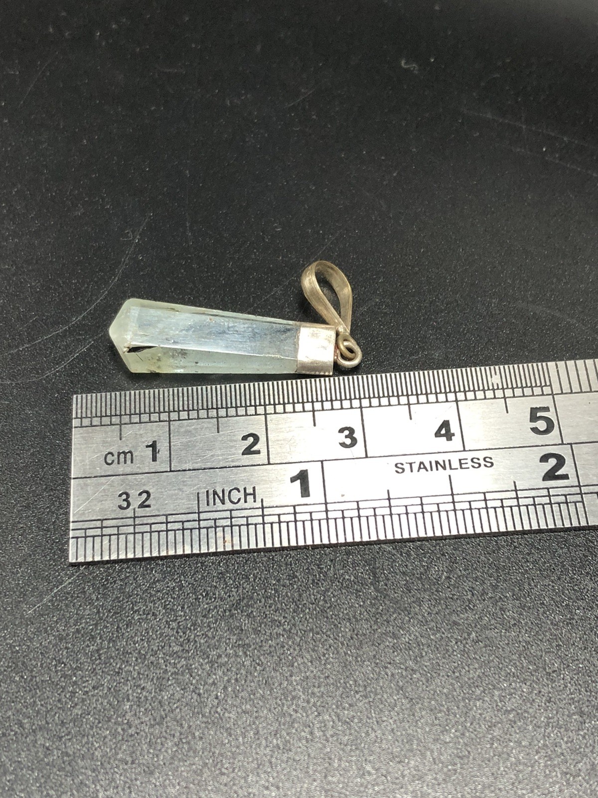 Polished aquamarine Pendant With 925 Silver hook from Pakistan Weight 9 Carat