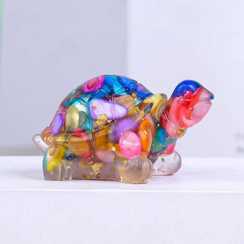 Natural Colorful Scallop Quartz Crystal Longevity Turtle Gravel Mini Resin Decor