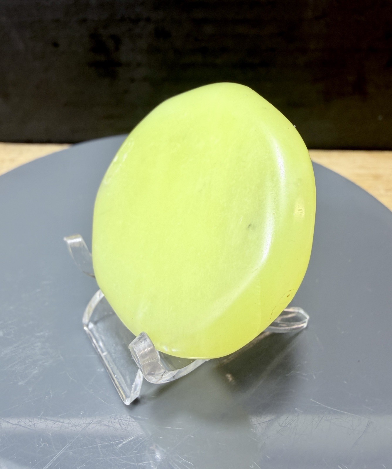 Crystal Lemon Jade Palm Stone Flat Healing Spiritual Collect yellow pocket 28g 7