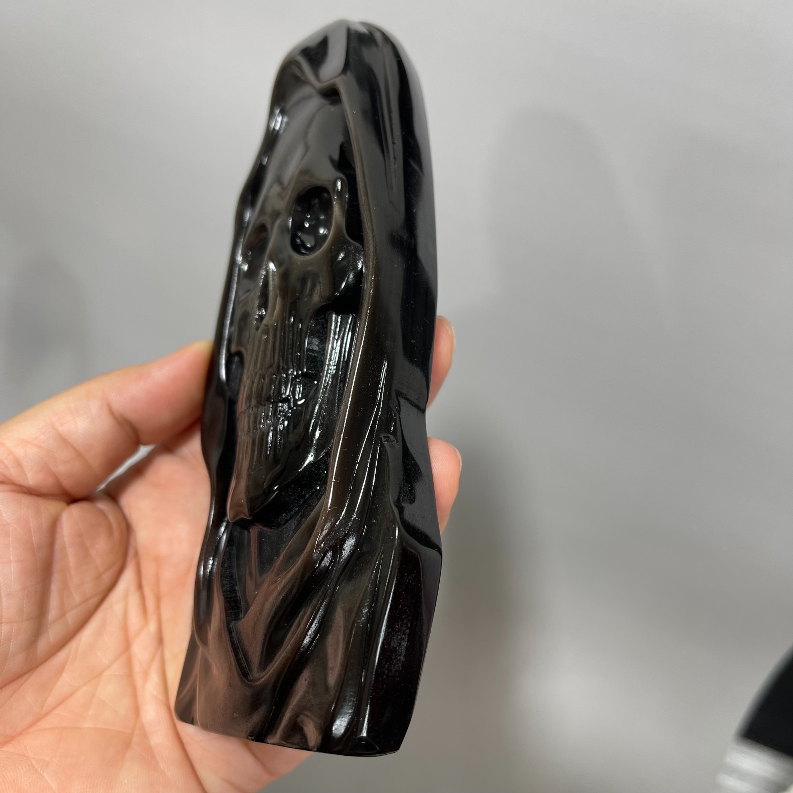 1 pcs Silver Sheen Obsidian Quartz Carved Crystal Skull Reiki Healing