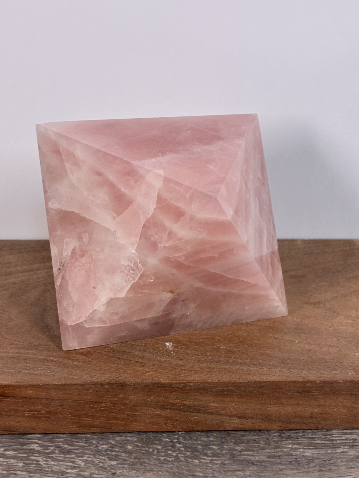 Large Rose Quartz crystal Freeform octahedron Pink 740g over 1.5 lbs