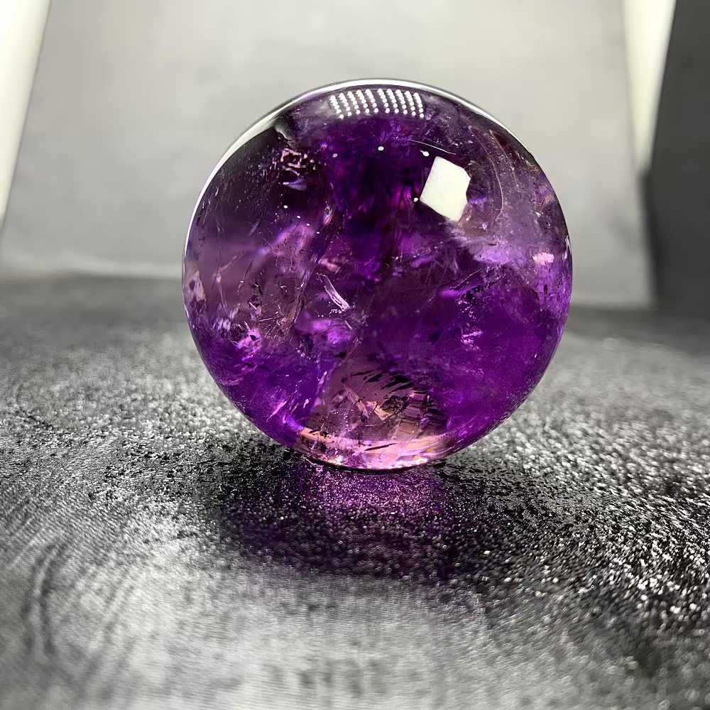 45mm Natural Amethyst Quartz Sphere Crystal Energy Ball Reiki Decor