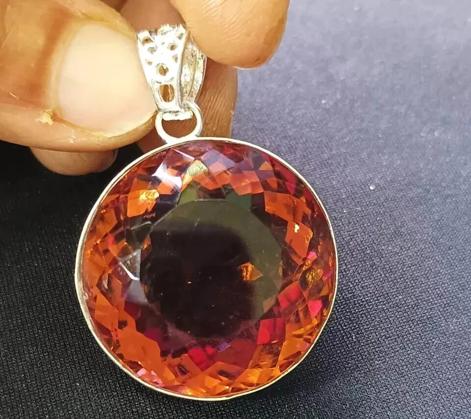 62 CT+ Certified Round Natural Zultanite 7 Color Pendant 925 Silver Jewelry