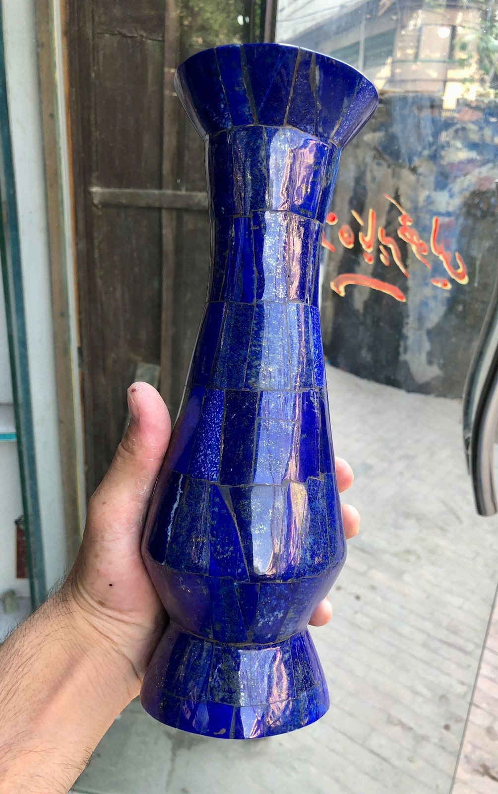 1.11 kg very Beautiful Natural Lapis lazuli Vase Excellent Deep Blue Color . Afg