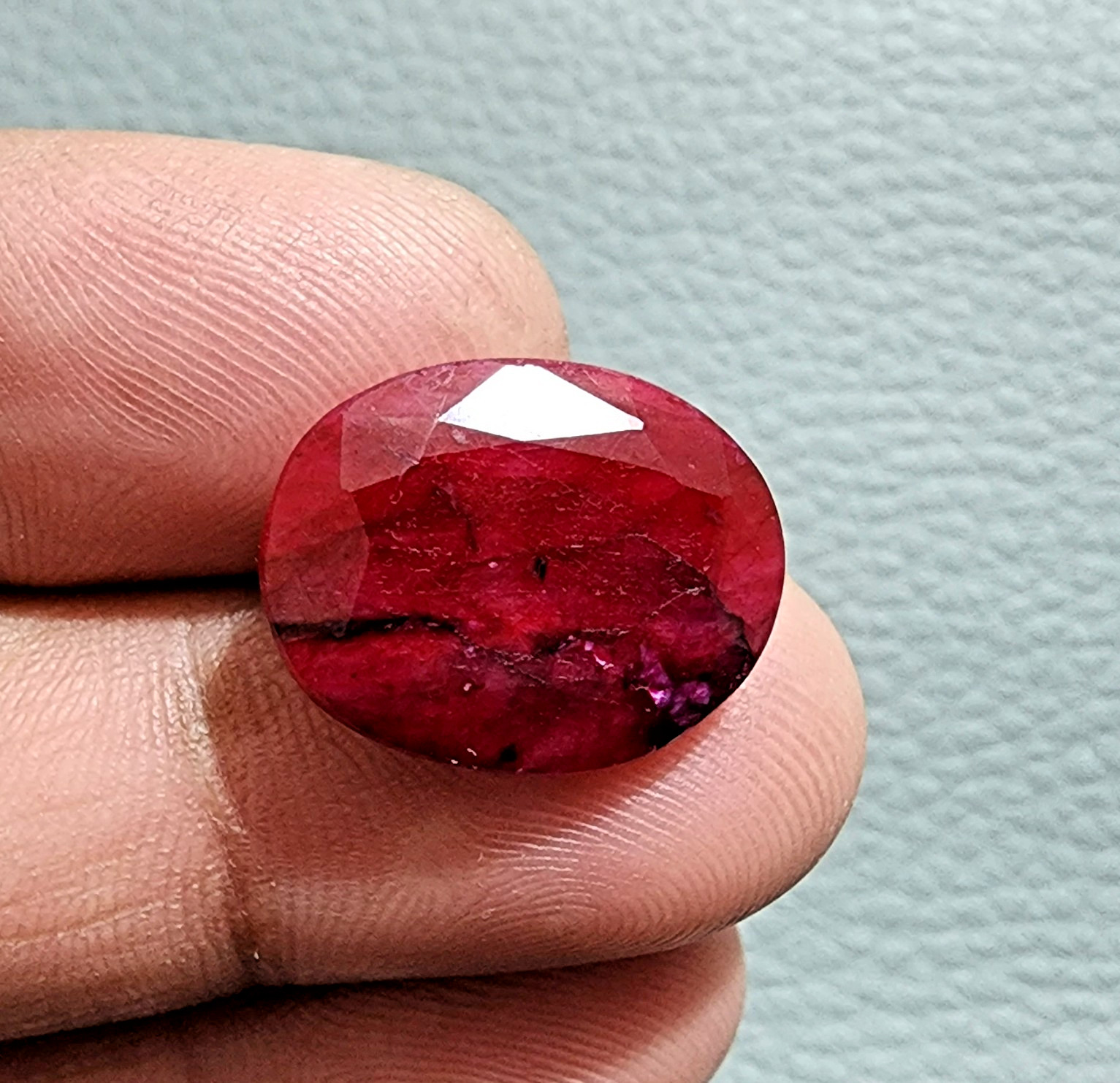 19.62ct Madagascar Oval Red Ruby – Natural Faceted Cut Stone for Fine Jewelry