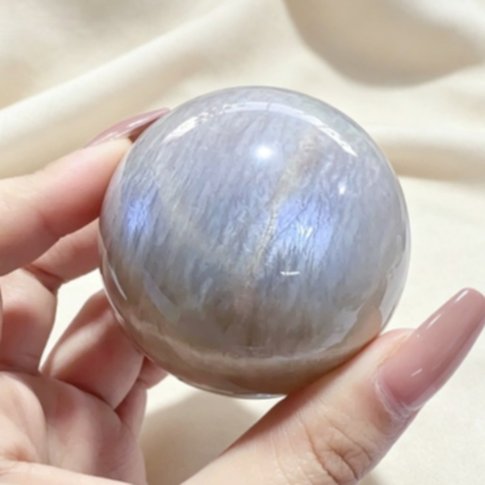 Natural Blue Moonstone Sphere Crystal Ball Reiki Healing Meditation Decor Gift