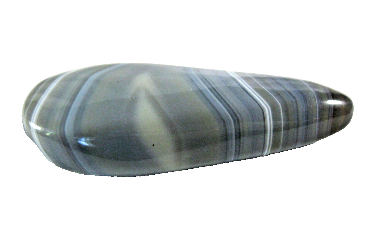 Botswana Agate Polished Long Pear or Palm Stone 90 mm x 40 mm 108 g