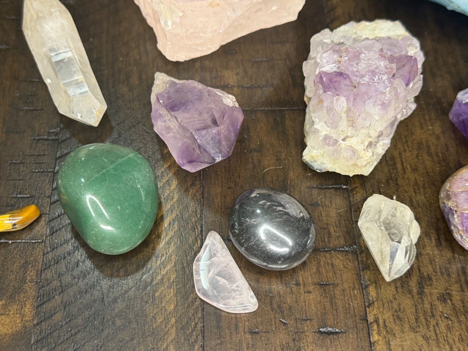 Mixed Lot of polished stones, amethysts, crystals, rose quartz and more!